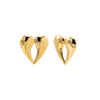 Gold / Large Solid Double Teardrop Heart Shape Stud Earring - Adina Eden's Jewels