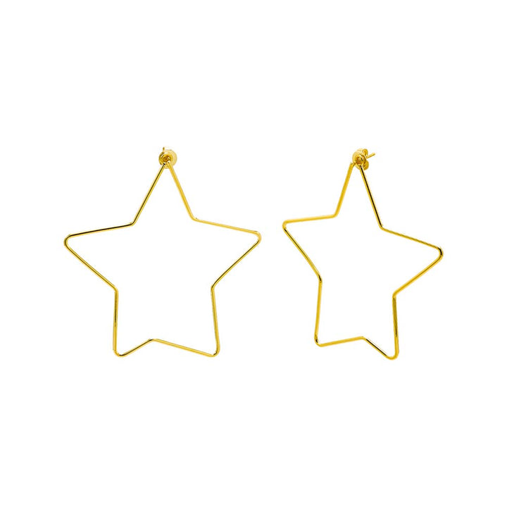 Gold Thin Open Star Shape Stud Earring - Adina Eden's Jewels