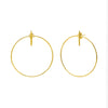 Gold Thin Bar X Open Circle Shape Stud Earring - Adina Eden's Jewels