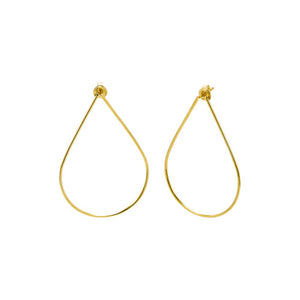 Gold Thin Open Pear Shape Stud Earring - Adina Eden's Jewels