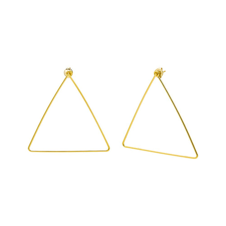 Gold Thin Open Triangle Stud Earring - Adina Eden's Jewels