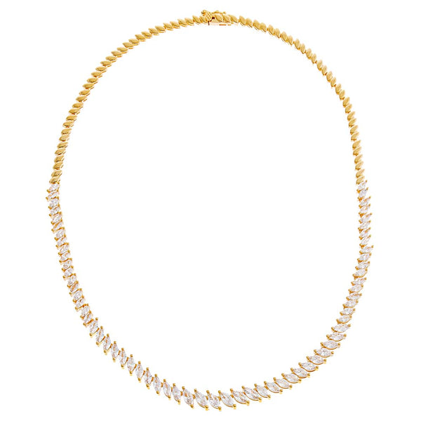 CZ Graduated Marquise Tennis Necklace – Adina Eden