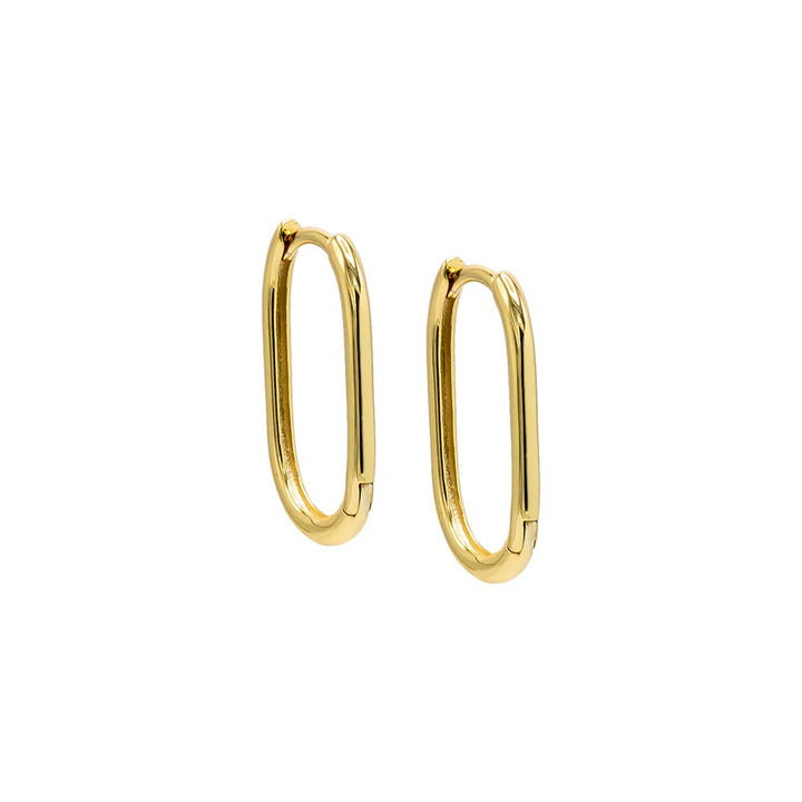 Gold Thin Solid Oval Shape Huggie Earring - Adina Eden's Jewels