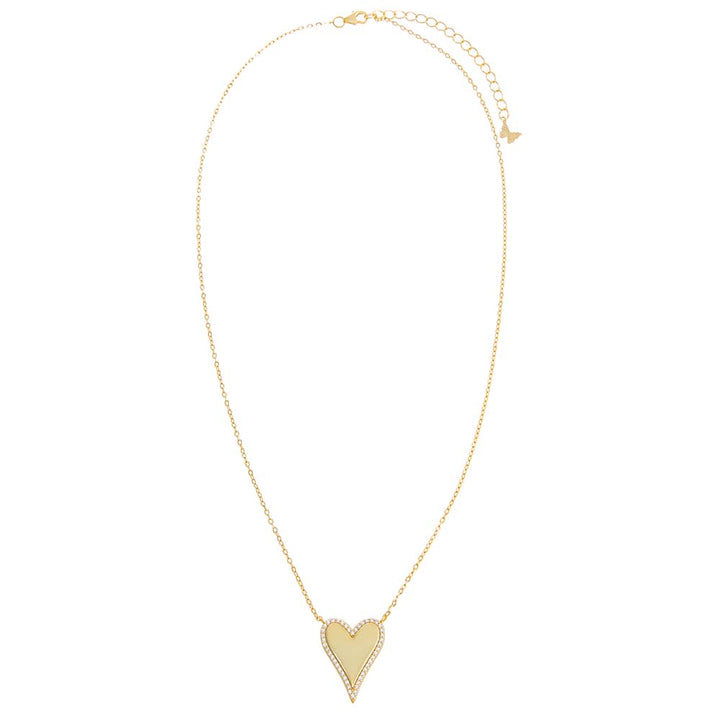  Pave Outlined Elongated Heart Necklace - Adina Eden's Jewels