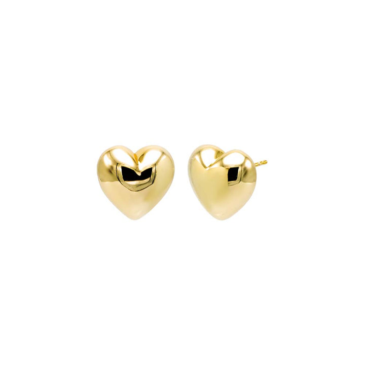 Gold Solid Puffy Heart Stud Earring - Adina Eden's Jewels