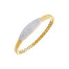 Gold Pave Graduated Wide Bar Ridged Bangle Bracelet - Adina Eden's Jewels