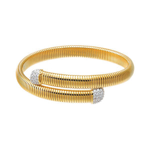  Pave Rounded Overlap Snake Bangle Bracelet - Adina Eden's Jewels