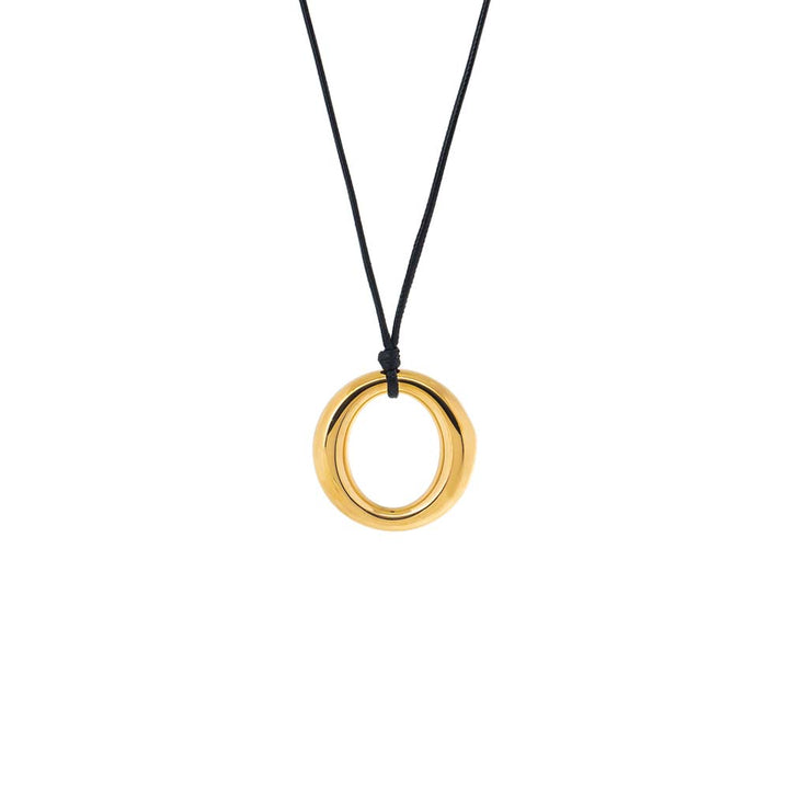 Gold Solid Open Circle Rope Pendant Necklace - Adina Eden's Jewels