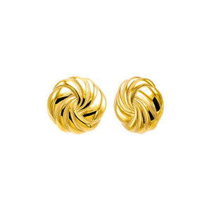 Gold Solid Swirled Circular Stud Earring - Adina Eden's Jewels