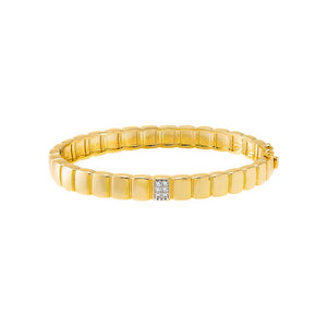 Pave Accented Ridged Box Bangle Bracelet