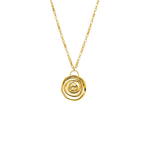 Gold Solid Webbed Round Pendant Necklace - Adina Eden's Jewels