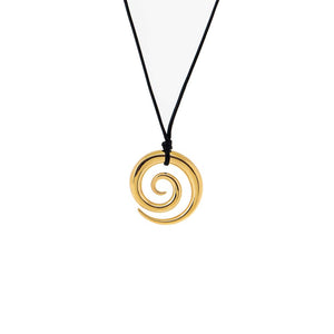 Gold Solid Swirled Rope Pendant Necklace - Adina Eden's Jewels