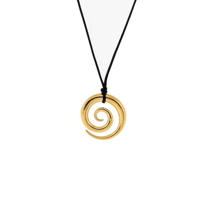 Gold Solid Swirled Rope Pendant Necklace - Adina Eden's Jewels