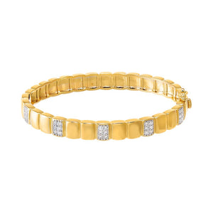 Solid/Pave Ridged Box Bangle Bracelet