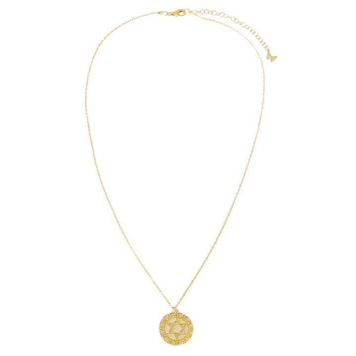 Solid Star Of David Coin Pendant Necklace - Adina Eden's Jewels