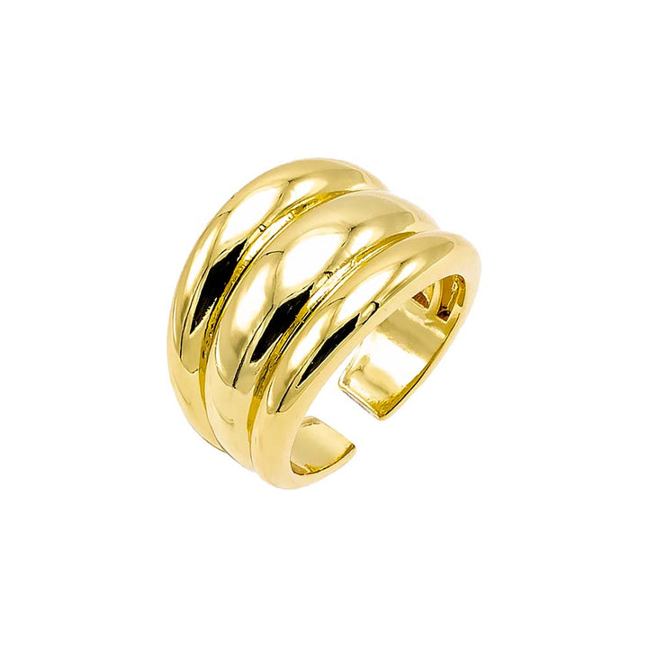 Gold Triple Row Open Adjustable Ring - Adina Eden's Jewels