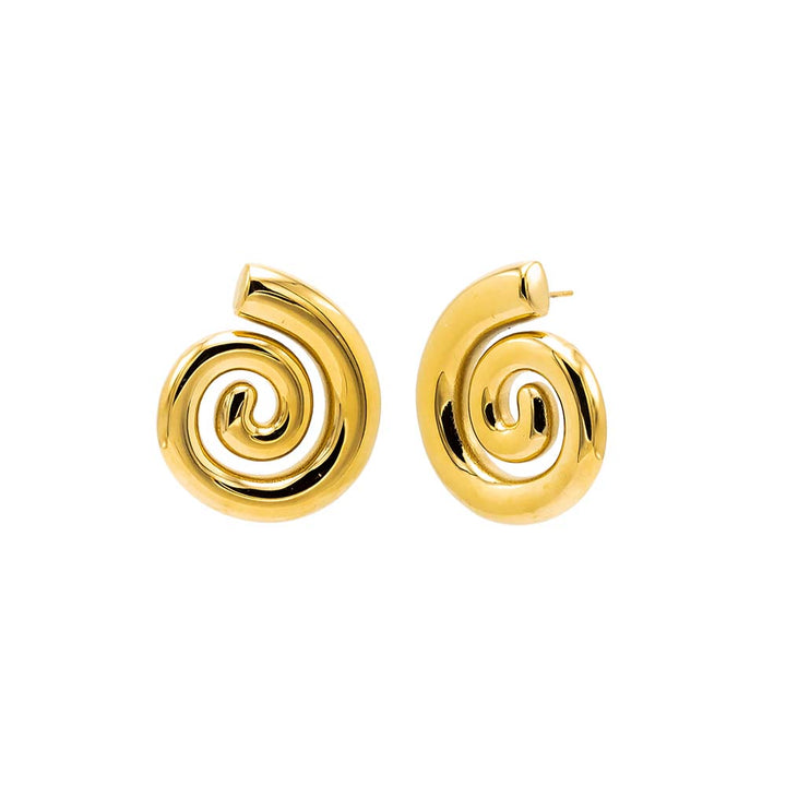 Gold Solid Graduated Swirl Stud Earring - Adina Eden's Jewels