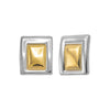 Two Tone Solid Framed Rectangle Stud Earring - Adina Eden's Jewels