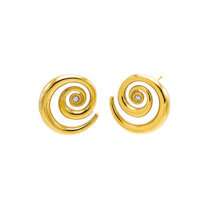 Gold CZ Swirl Stud Earring - Adina Eden's Jewels