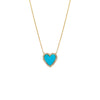 Turquoise Pave Diamond Colored Stone Heart Necklace 14K - Adina Eden's Jewels