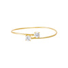 Gold Double CZ Solitaire Criss Cross Bangle Bracelet - Adina Eden's Jewels