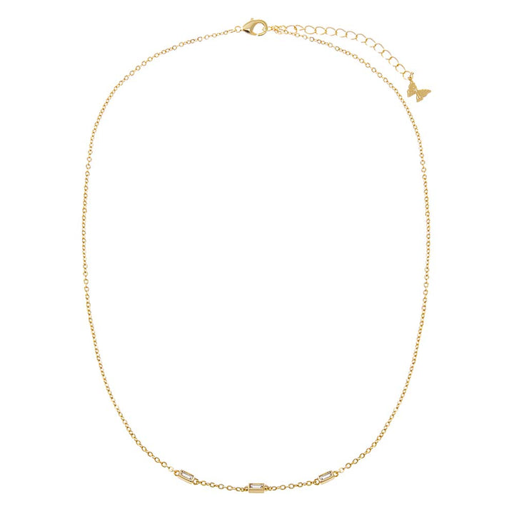  Scattered CZ Triple Baguette Bezel Necklace - Adina Eden's Jewels