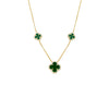 Malachite Multi Pave Outlined Colored Stone Clover Necklace - Adina Eden's Jewels