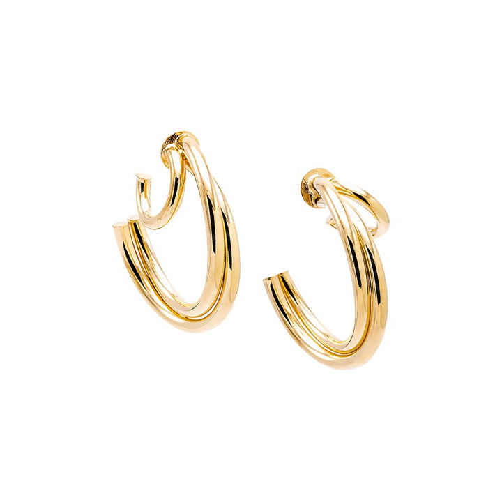 Gold Triple Hollow Hoop Earring - Adina Eden's Jewels