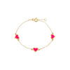 Neon Pink Kids Enamel Heart Embedded Charm Bracelet 14K - Adina Eden's Jewels