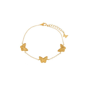 Gold Triple Ridged Butterfly Charm Bracelet - Adina Eden's Jewels