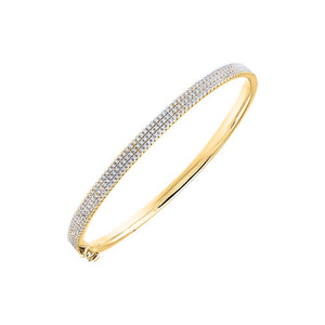 Gold Triple Row Pave Bangle Bracelet - Adina Eden's Jewels