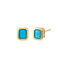 Turquoise Colored Bezel Baguette Stud Earring - Adina Eden's Jewels