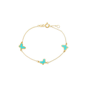 Blue Kids Enamel Butterfly Embedded Charm Bracelet 14K - Adina Eden's Jewels