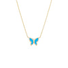 Turquoise Pave Outline Colored Stone Butterfly Necklace - Adina Eden's Jewels