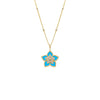 Turquoise Fancy Pave Colored Stone Flower Necklace - Adina Eden's Jewels