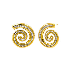 Gold Pave Swirled Stud Earring - Adina Eden's Jewels