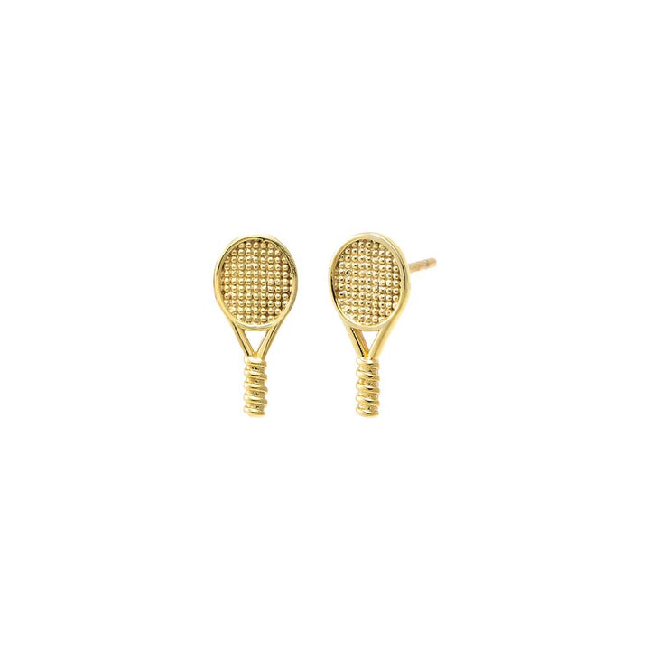 Gold Mini Solid Tennis Racket Stud Earring - Adina Eden's Jewels