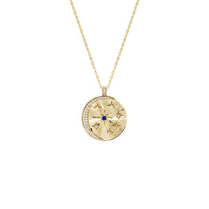 Multi-Color Pave Star & Moon Disc Necklace - Adina Eden's Jewels