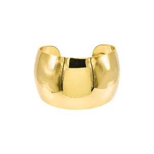 Gold Solid Wide Dome Bangle Bracelet - Adina Eden's Jewels