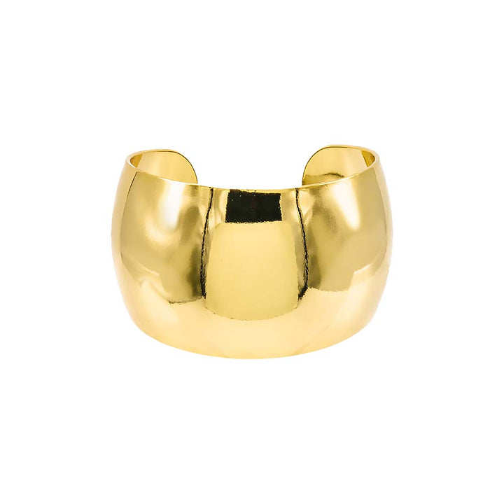 Gold Solid Wide Dome Bangle Bracelet - Adina Eden's Jewels