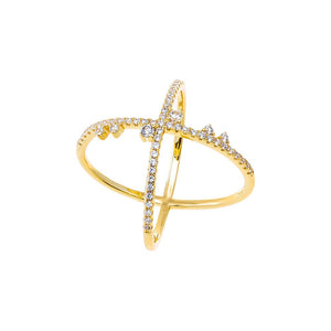 Gold / 6 Pave & Scattered CZ X Ring - Adina Eden's Jewels