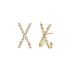 Gold Pavé X Stud Earring - Adina Eden's Jewels