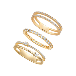 Gold / 8 CZ Pave Stackable Band Rings Combo Set - Adina Eden's Jewels