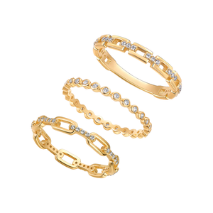 Gold / 6 CZ Dainty Stacking Rings Combo Set - Adina Eden's Jewels