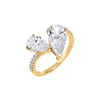 Gold / 6 Pave Graduated Double Teardrop Ring - Adina Eden's Jewels