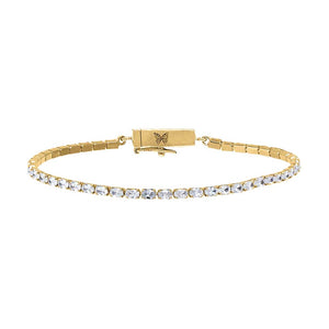 Gold Colored Oval Four Prong Tennis Bracelet - Adina Eden's Jewels