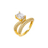 Gold / 6 Pave Swirled Emerald Ring - Adina Eden's Jewels