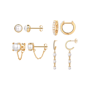 Pearl White Pearls & More Earring Combo Set - Adina Eden's Jewels