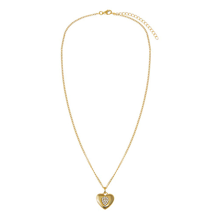 Pave Teardrop Accented Heart Pendant Necklace - Adina Eden's Jewels