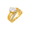 Gold / 6 Solid/Pave Intertwined Pear Ring - Adina Eden's Jewels